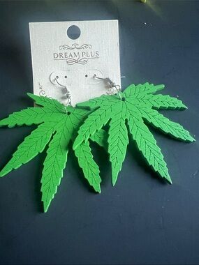 Dream Plus Green Leaf Statement Earrings